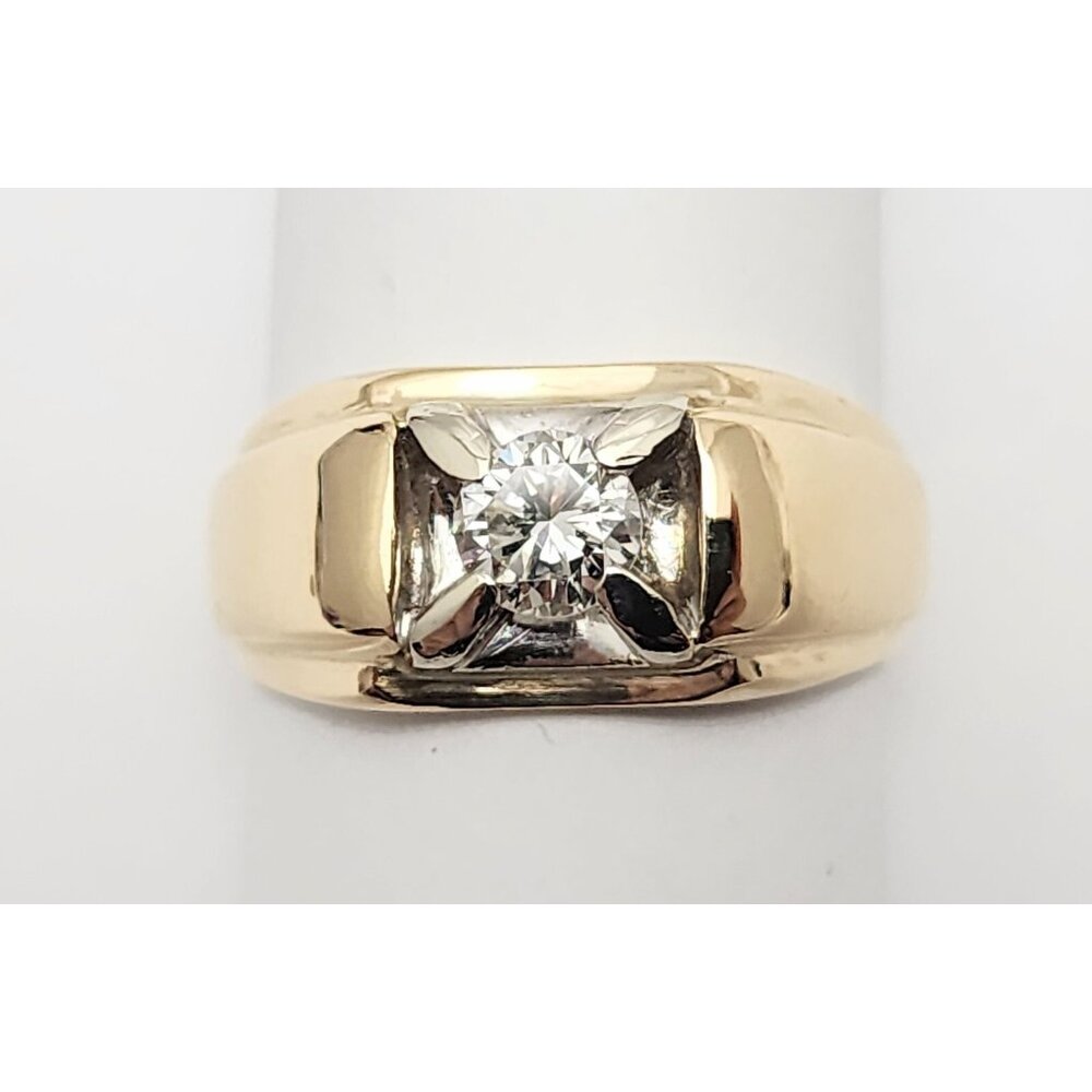 Unique 14K Solid Two Tone Multi Color Gold Designer Diamond Men's Ring - Size 9